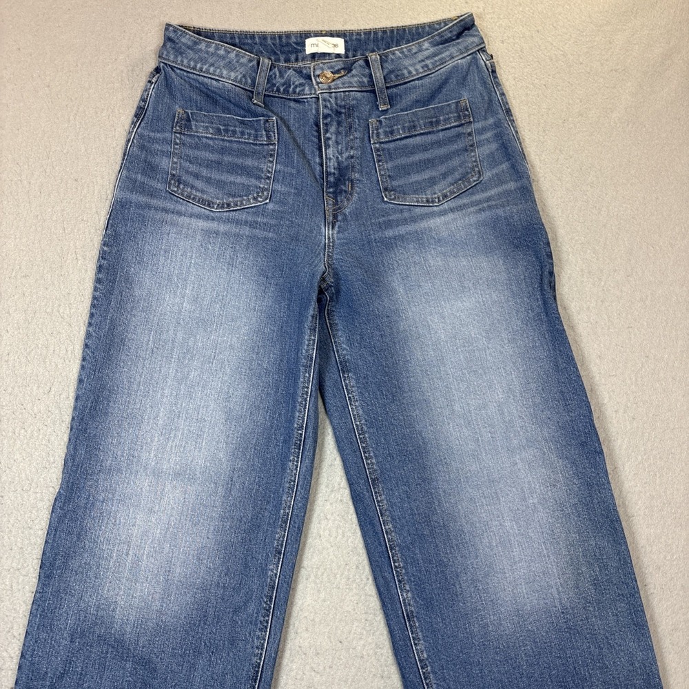 Maurices Wide Leg Jeans Women 10 Blue‎ Women Hi Rise Bohemian - Picture 2 of 11